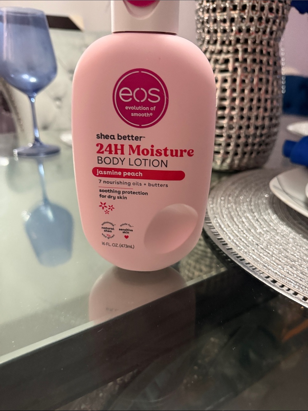 eos Pink Shea Better 24H Moisture Body Lotion - Jasmine Peach Scent